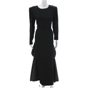 The Gilberts For Tally Womens Black Maxi Dress Long Sleeve Round Neck Size 12